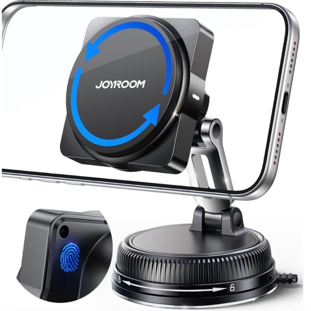 Magnetic Car Phone Mount & Charger with 360° Rotation